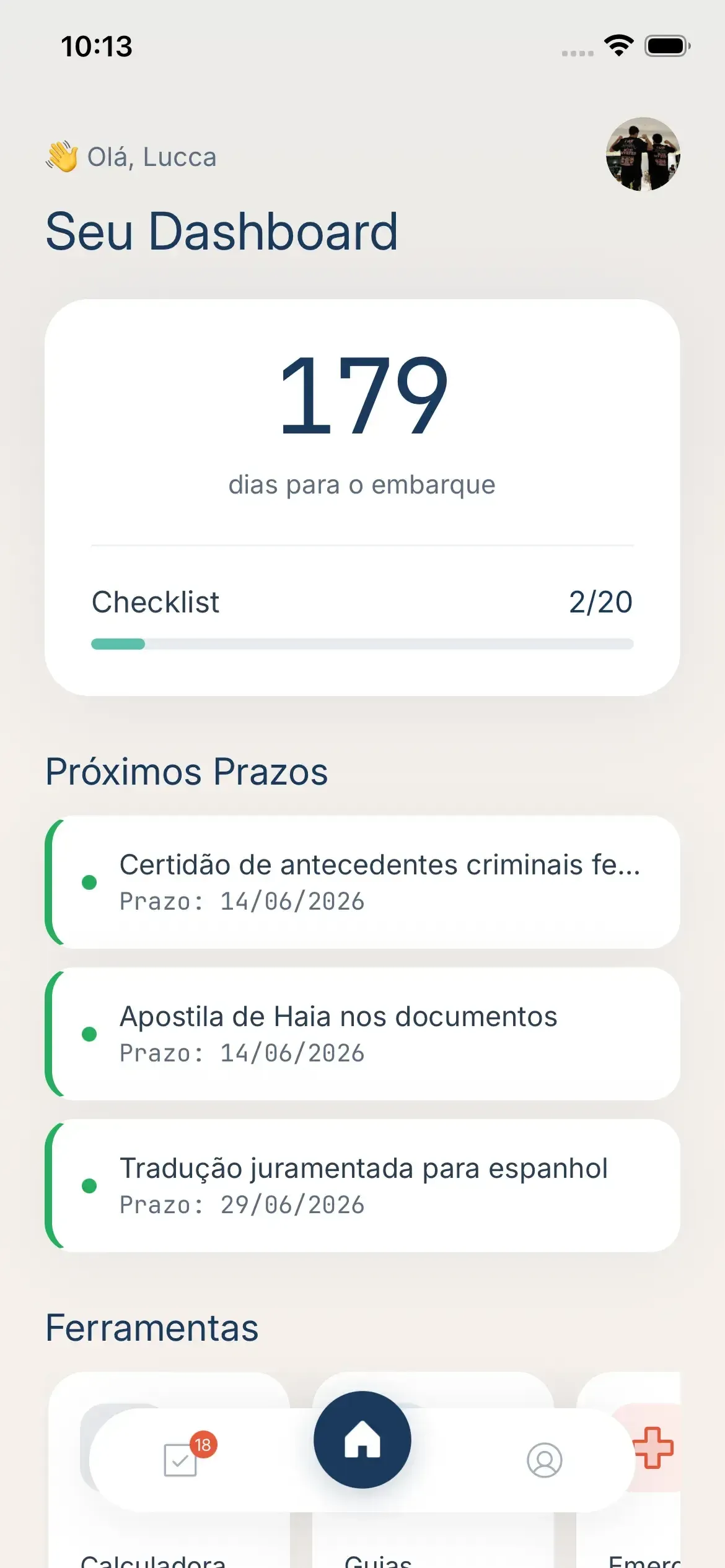 Tela do app Wayfar